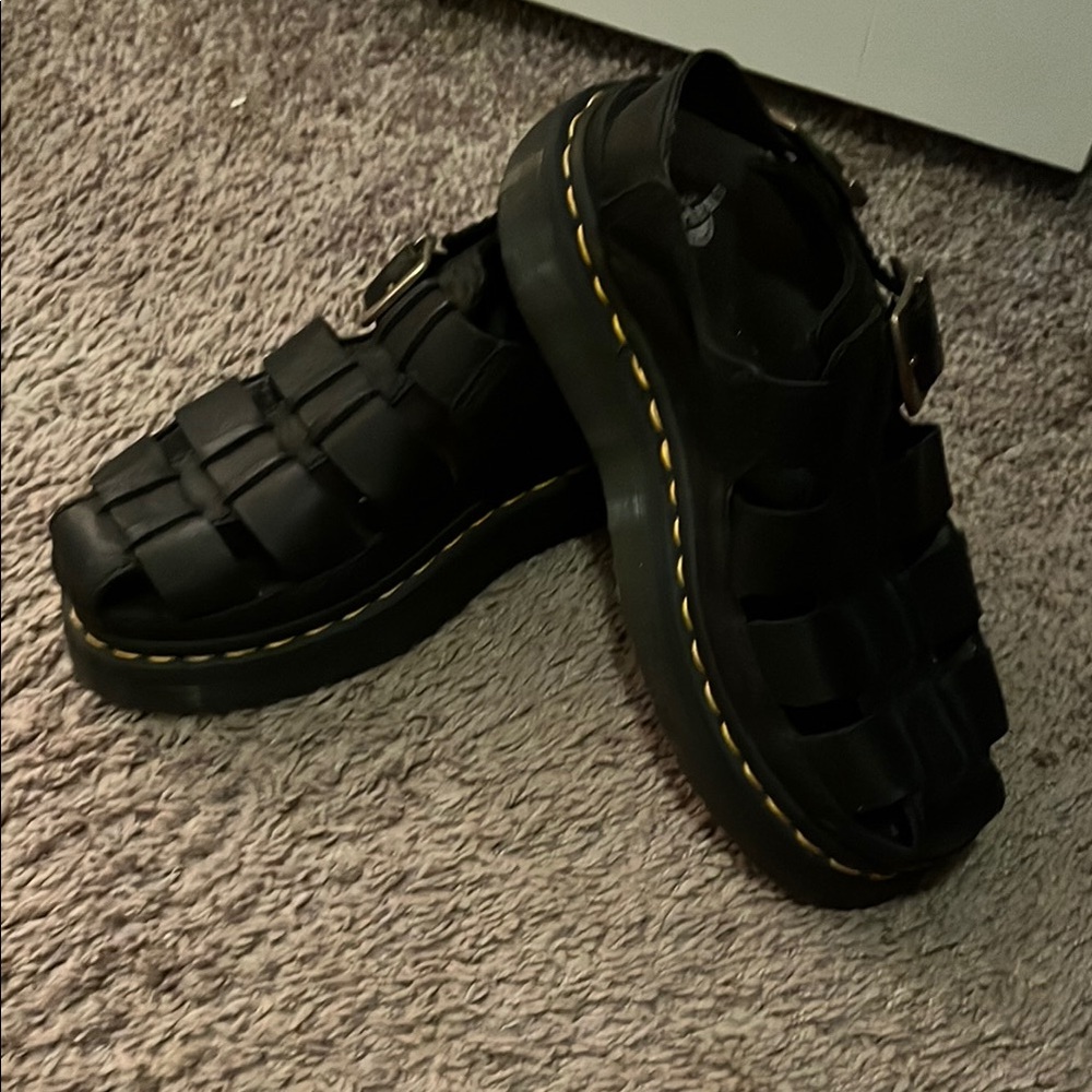 Dr. Martens Black Leather Sandals with Adjustable Buckle - Picture 4 of 13